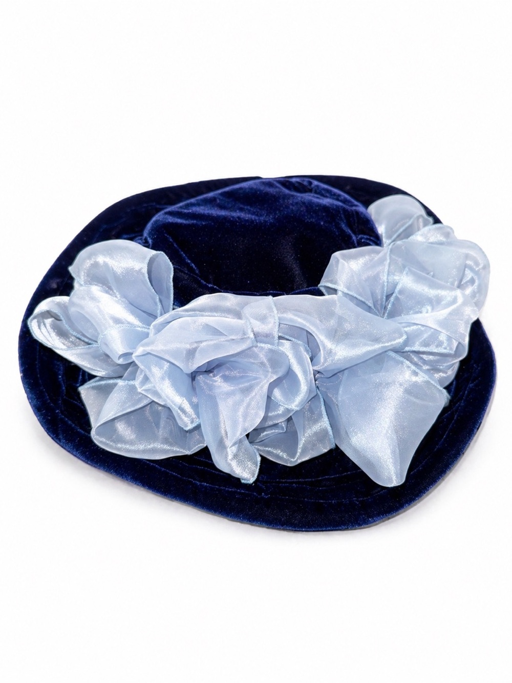 Katy The Hat Lady Blue Velvet Organza Bow Hat Boutique Designer Art Women’s